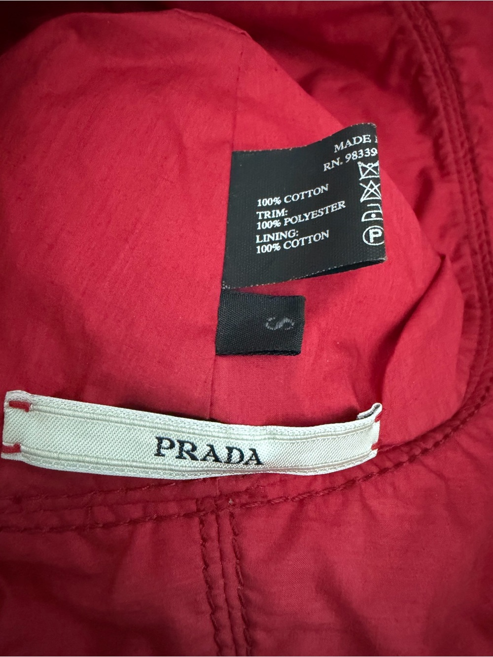 Prada Red Bucket Hat with Contrasting Ribbon - Picture 5 of 6